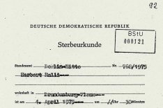 Herbert Halli: Sterbeurkunde vom 18. April 1975 mit gefälschtem Sterbedatum