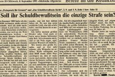 Brief der Schwester von Karl-Heinz Kube zum Freispruch für den Todesschützen ihres Bruders (Märkische Allgemeine Zeitung, 8. September 1993)
