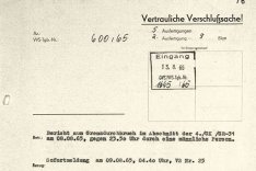 Bericht der DDR-Grenztruppen über den Fluchtversuch von Klaus Kratzel, 8. August 1965