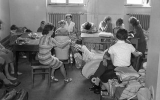 DDR-Flüchtlinge im Notaufnahmelager Marienfelde in West-Berlin; Aufnahme 13. Juli 1961
