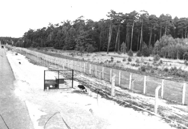 Die Berliner Mauer: Hundelaufanlage im Todesstreifen, Aufnahme 1980er Jahre