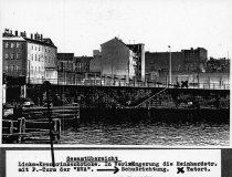 Elke und Dieter Weckeiser, erschossen an der Berliner Mauer: Aufnahme der West-Berliner Polizei mit Markierung des Tatortes im Todesstreifen zwischen Berlin-Tiergarten und Berlin-Mitte, 18. Februar 1968