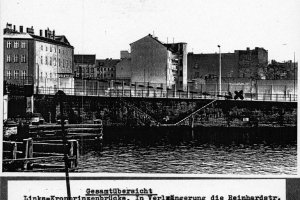 Elke und Dieter Weckeiser, erschossen an der Berliner Mauer: Aufnahme der West-Berliner Polizei mit Markierung des Tatortes im Todesstreifen zwischen Berlin-Tiergarten und Berlin-Mitte, 18. Februar 1968