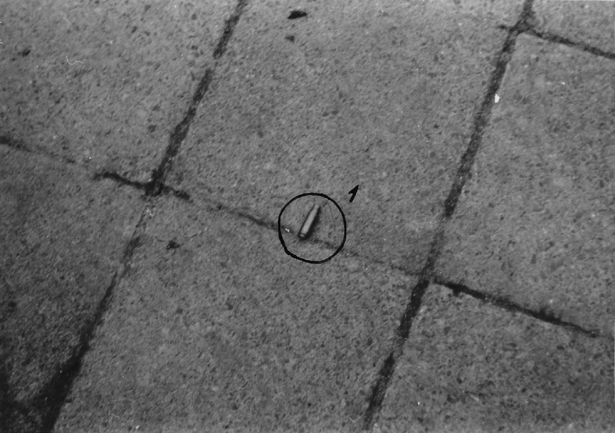 Hans-Peter Hauptmann, shot at the Berlin Wall and died later from his injuries: Casings of the bullets fired at Hans-Peter Hauptmann and later found at the crime site [April 24, 1965]