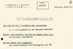 Bericht der Staatsanwaltschaft Potsdam zu Diskussionen von Ruhlsdorfer Jugendlichen über die Erschießung von Karl-Heinz Kube, 16. Januar 1967
