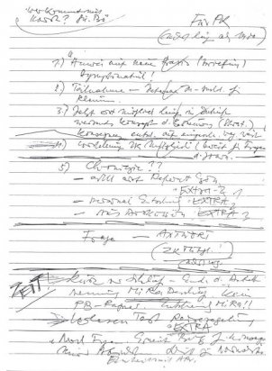 Schabowskis handschriftlicher „Fahrplan" für die internationale Pressekonferenz am 9. November 1989