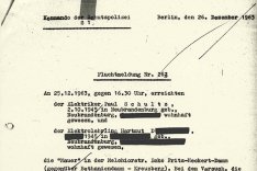 Meldung der West-Berliner Schutzpolizei über den Fluchtversuch von Paul Schultz, 26. Dezember 1963