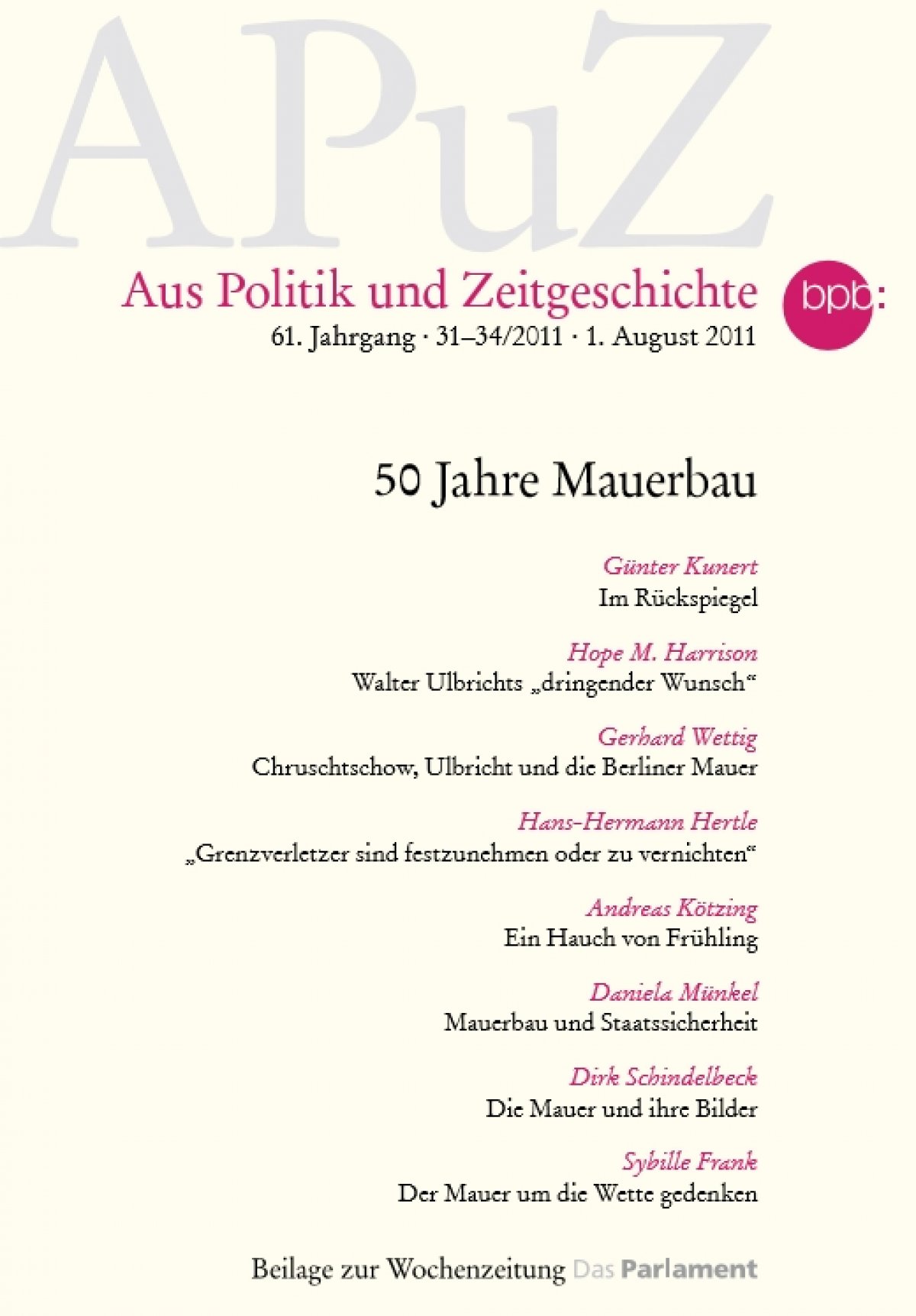 Aus Politik und Zeitgeschichte