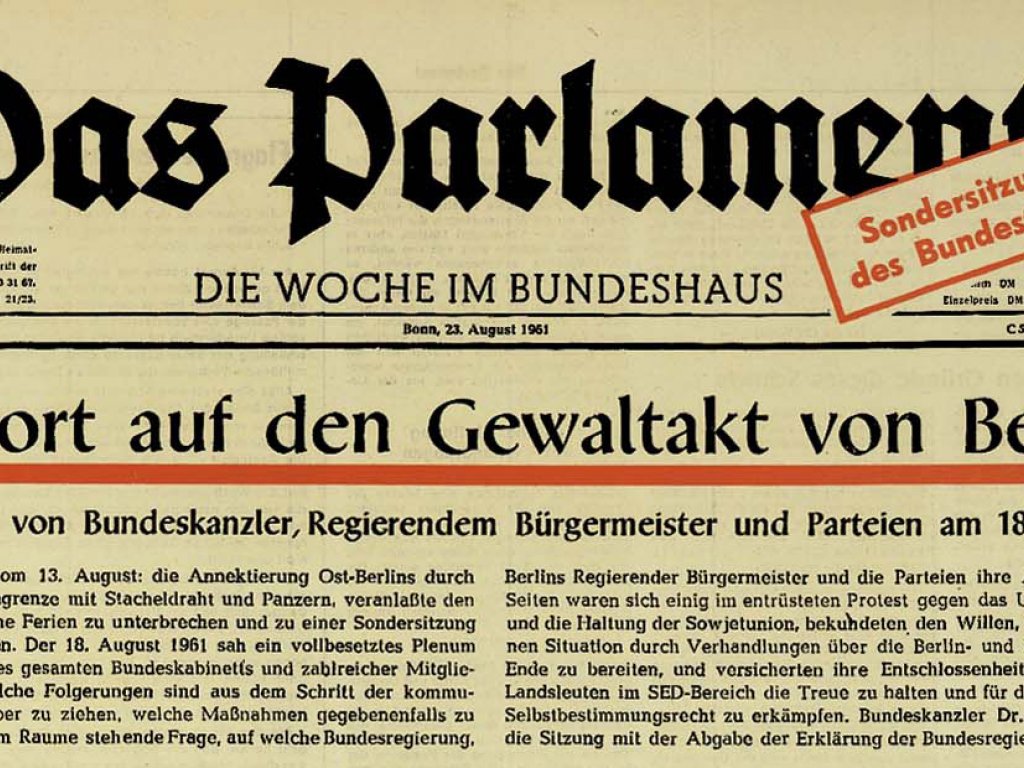 Titelseite Das Parlament vom 23. August 1961