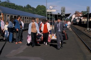 Ankunft von DDR-Flüchtlingen in Ahlsfeld, Oktober 1989