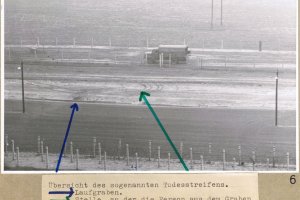 Michael Kollender, erschossen an der Berliner Mauer: Tatortfoto der West-Berliner Polizei vom Todesstreifen zwischen Berlin-Treptow und Berlin-Neukölln, 25. April 1966