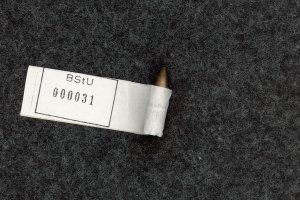 Christian Buttkus, erschossen an der Berliner Mauer: Von der Stasi aufbewahrtes Projektil, mit dem er erschossen wurde, 4. März 1965