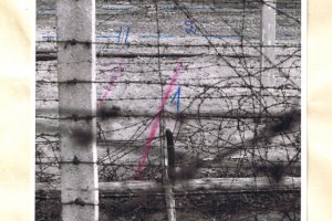 Horst Frank, erschossen an der Berliner Mauer: Tatortfoto der West-Berliner Polizei von den Grenzanlagen und eingezeichneten Spuren vom Fluchtversuch zwischen Pankow und Reinickendorf, 29. April 1962