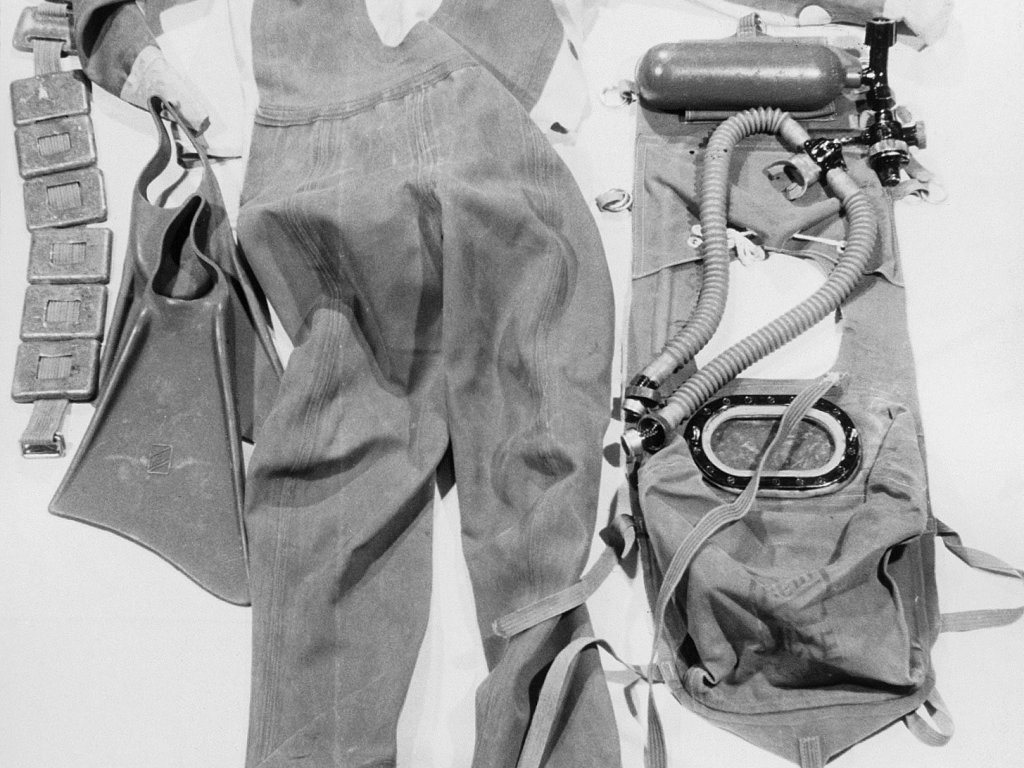 Ingo Krüger, ertrunken im Berliner Grenzgewässer: MfS-Foto von der Taucherausrüstung, Dezember 1961