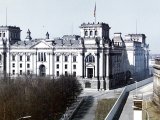 Die Mauer am Reichstagsgebäude in Berlin, Aufnahme 1980er Jahre
