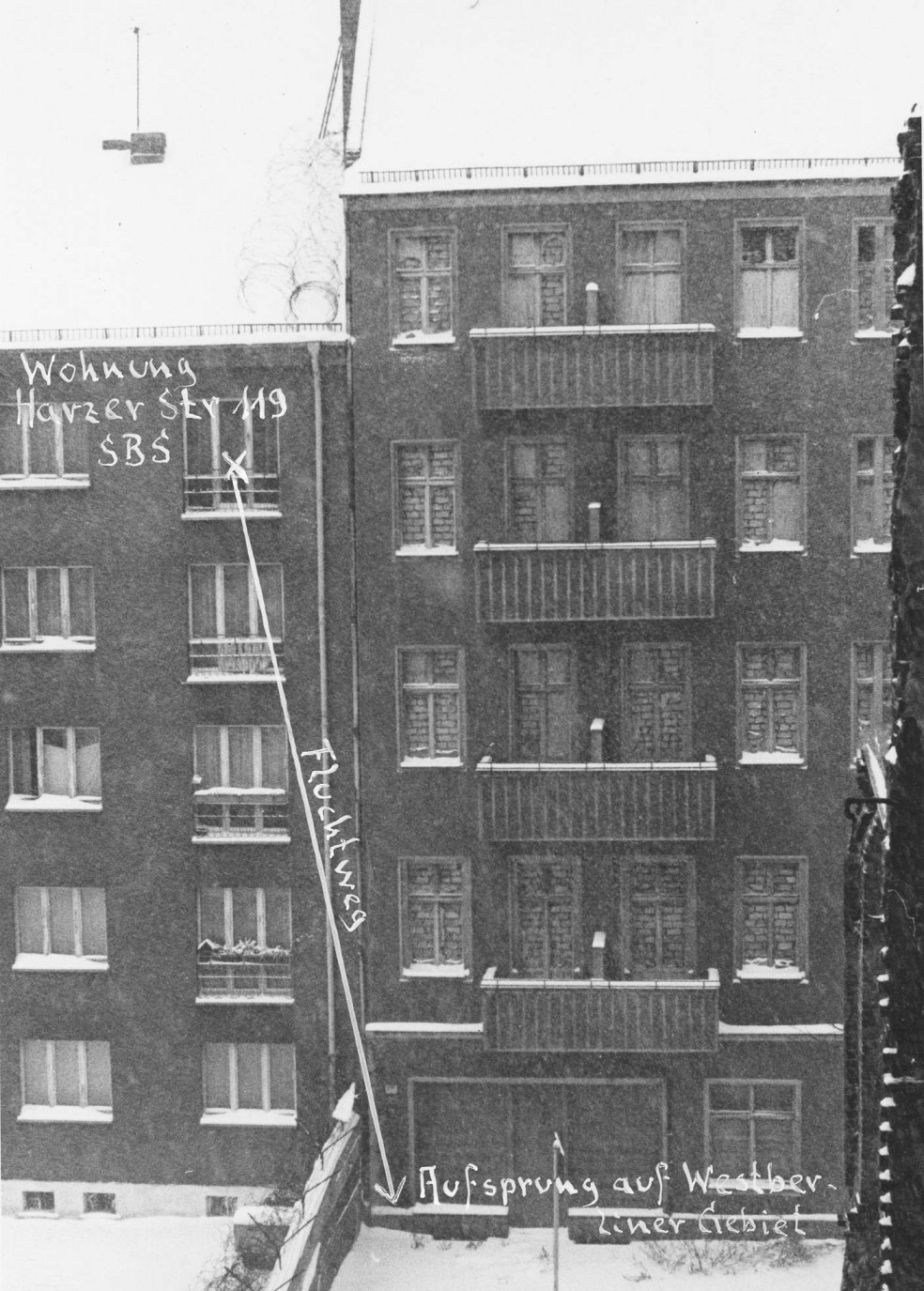 Escape route over the Wall, 3 March 1965