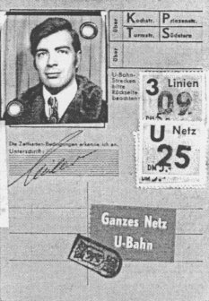 Heinz Müller, shot dead at the Berlin Wall: Berlin public transportation pass (issue date not known)