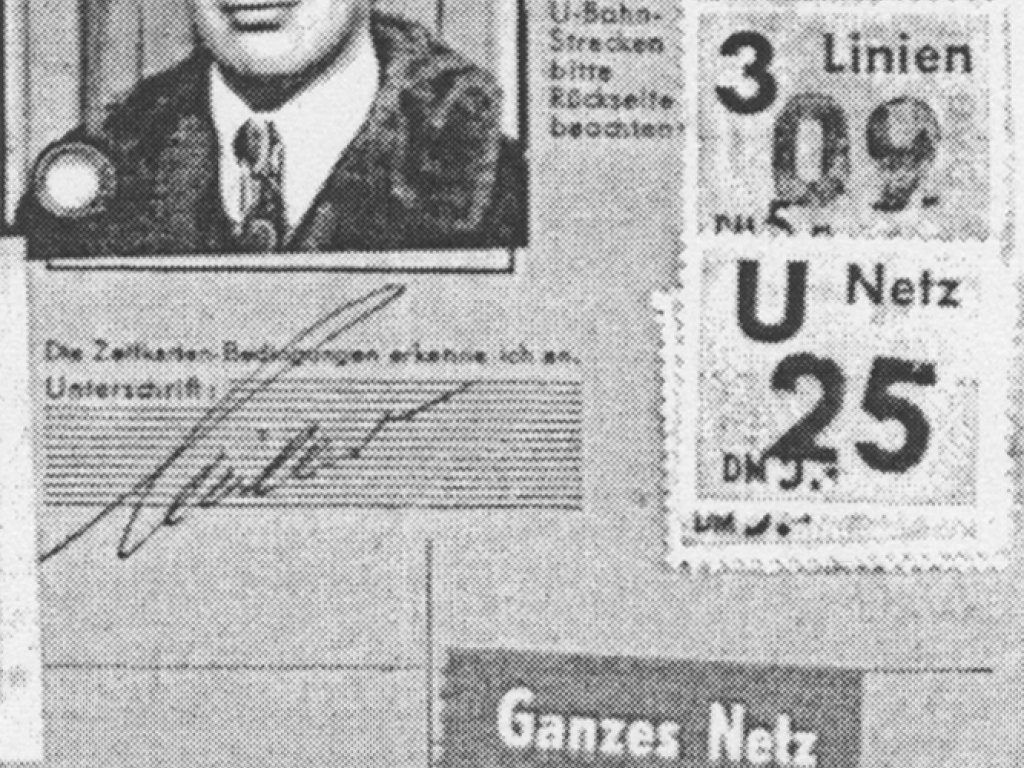 Heinz Müller, shot dead at the Berlin Wall: Berlin public transportation pass (issue date not known)