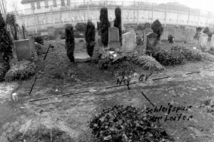Horst Einsiedel, shot dead at the Berlin Wall: MfS photo of escape route near the Wall at the Pankow municipal cemetery [March 15, 1973]