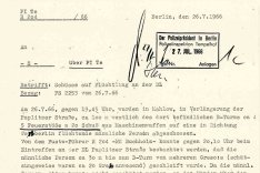 Eduard Wroblewski: Bericht der West-Berliner Polizei über Schüsse auf einen Flüchtling, 26. Juli 1966