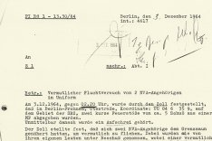 Bericht der West-Berliner Polizei über den Fluchtversuch und die Erschießung von Joachim Mehr, 3. Dezember 1964