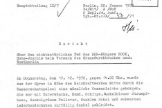Hans-Joachim Zock, ertrunken im Berliner Grenzgewässer: MfS-Bericht über den Fluchtversuch, 28. Januar 1971