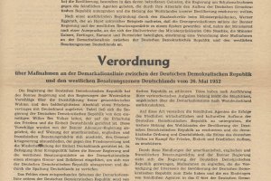 Verordnung über Maßnahmen an der Demarkationslinie zwischen der DDR und der Bundesrepublik; 26. Mai 1952