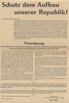 Verordnung über Maßnahmen an der Demarkationslinie zwischen der DDR und der Bundesrepublik; 26. Mai 1952