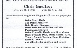 Todesanzeige Chris Gueffroy