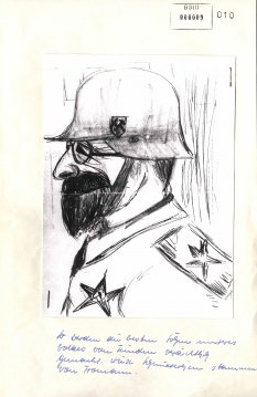 Volker Frommann, tödlich verunglückt an der Berliner Mauer: von Volker Frommann gezeichnete Karikatur von Walter Ulbricht, die von der Stasi beschlagnahmt wurde (Zeichnung etwa 1960)