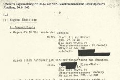 Meldung der DDR-Grenztruppen über die Erschießung von Günter Seling, 30. September 1962