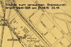 Gerald Thiem: Tatortskizze der DDR-Grenztruppen, 7. August 1970