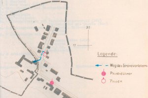 Fluchtskizze der Stasi: Dachdecker-Flucht von Klein Glienicke in den West-Berliner Bezirk Zehlendorf, 7. Mai 1965