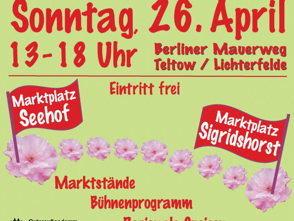 Plakat zum 14. Japanischen Kirschblütenfest („Hanami“) im Todesstreifen der DDR-Grenzanlagen zwischen Teltow-Seehof und Berlin-Lichterfelde; Plakat 2015