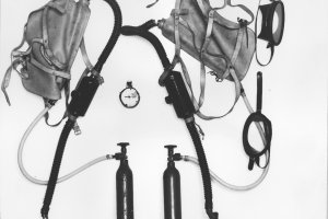 Christian Buttkus, shot dead at the Berlin Wall: MfS photo of the self-made diving suits for the planned escape through the Teltow Canal [March 4, 1965]