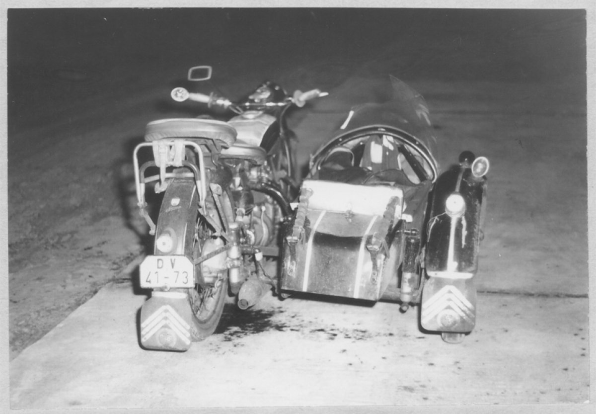 Helmut Kliem, shot dead at the Berlin Wall: Helmut Kliem’s motorcycle with bullet holes [Nov. 13, 1970]