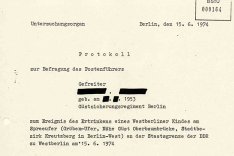 Giuseppe Savoca: MfS-Protokoll der Befragung eines DDR-Grenzsoldaten, 15. Juni 1974