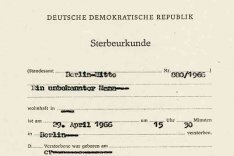 Paul Stretz: auf Veranlassung der Stasi gefälschte Sterbeurkunde vom 4. Mai 1966