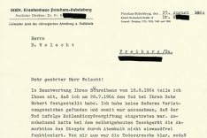 Norbert Wolscht: Schreiben des Krankenhauses Potsdam-Babelsberg zur Todesursache, 25. August 1964