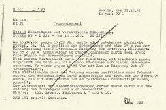 Vermerk der West-Berliner Polizei über die Schüsse auf Dieter Berger, 13. Dezember 1963