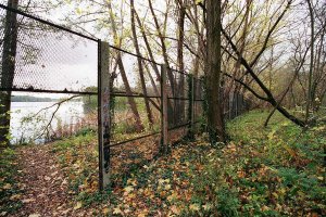 Streckmetallgitterzaun als Hinterlandsicherung am Groß Glienicker See