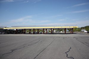 Kontrollboxen auf dem Territorium des DDR-Grenzübergangs Stolpe; Aufnahme 2015