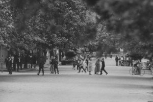 Panzer als zweite Sicherungsstaffel, um Durchbrüche von Ost-Berlinern an die Sektorengrenze zu verhindern, 13. August 1961