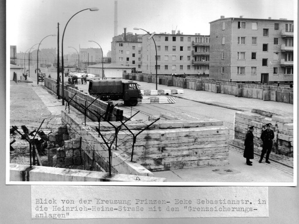 Klaus Brueske, shot dead at the Berlin Wall: West Berlin police photo of the Heinrich-Heine-Strasse border crossing [April 18, 1962]