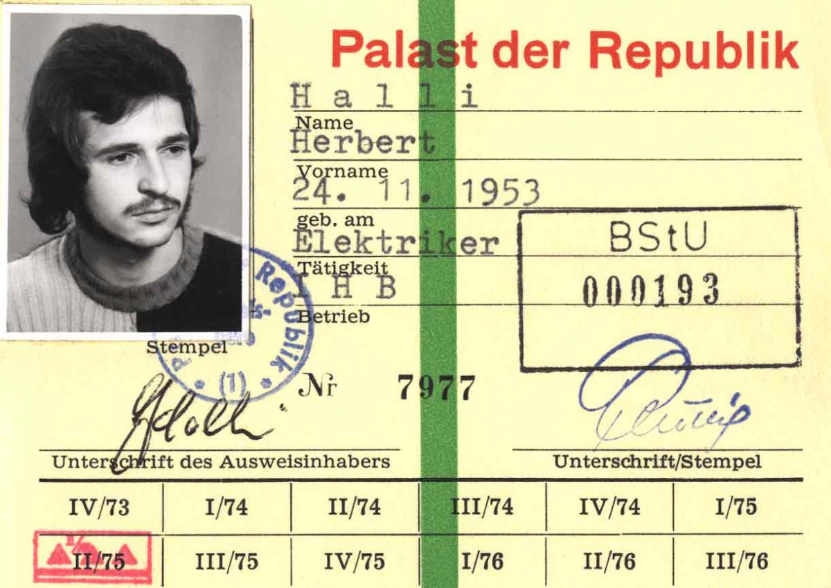 Herbert Halli, shot dead at the Berlin Wall: Work ID (issue date: 1974/75)