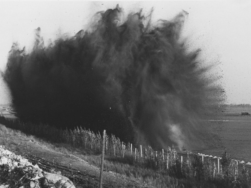 Explosion to create a trench in the "death strip" in West Berlin, 24 October 1961