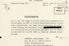 MfS-Bericht über den Fluchtversuch von Hans-Jürgen Starrost, 14. April 1981