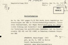 MfS-Bericht über den Fluchtversuch von Hans-Jürgen Starrost, 14. April 1981