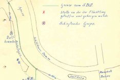 Skizze der West-Berliner Polizei zum Fluchtversuch von Axel Hannemann, 5. Juni 1962