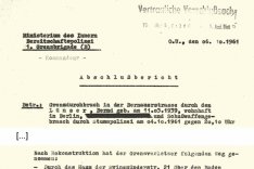 Abschlussbericht der DDR-Grenzpolizei über den Fluchtversuch von Bernd Lünser, 6. Oktober 1961
